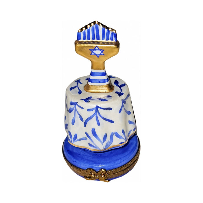 Limoges Boutique presents the Blue Menorah, a genuine Limoges box painted by hand in France
