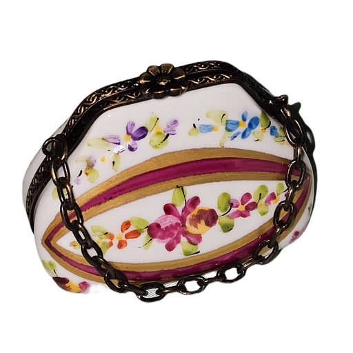 Red Floral Purse Delight Porcelain Limoges purse French Trinket Box