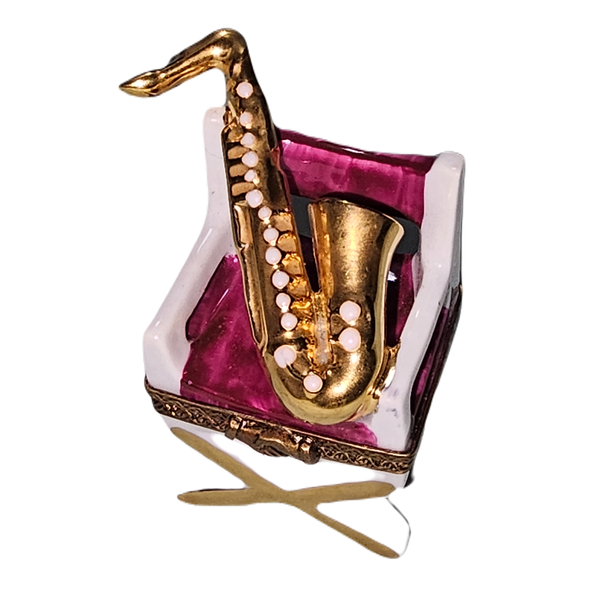 Saxophone on Chair Limoges Box – Handcrafted French Porcelain