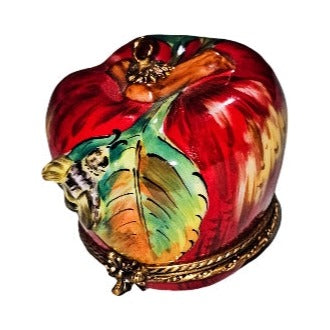 Collectible Apple with Bee Large Unsigned Limoges box with artisan brushwork