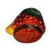 Large strawberry Limoges box on its side, red with white seeds and a golden yellow tip