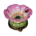 Limoges Boutique presents the Medium Pink Flower with Bee, a genuine Limoges box painted by hand in France