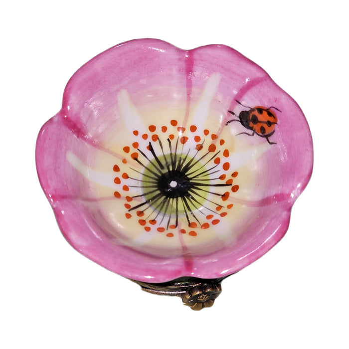 Gift idea for someone who loves France: Medium Pink Flower with Bee Limoges box