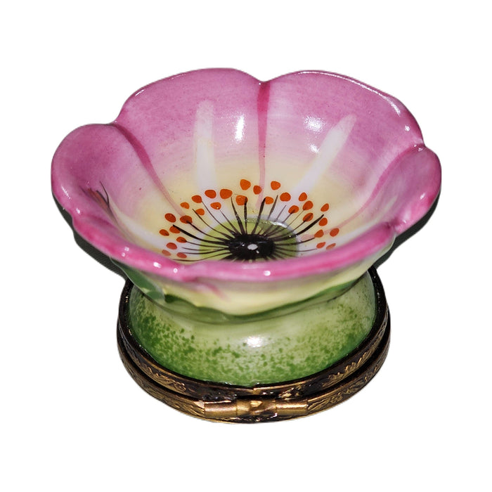 Every brushstroke by hand on the Medium Pink Flower with Bee Limoges box from France