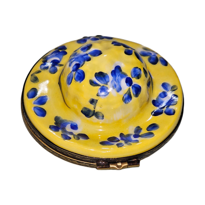 Gift idea for someone who loves France: Yellow Bonnet Hat Blue Limoges box