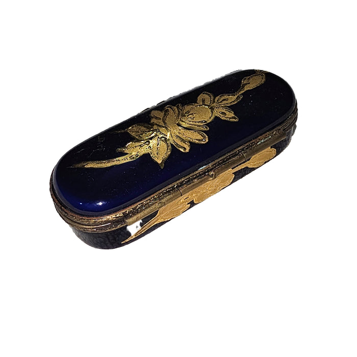 Cobalt Blue Rose Box for Collectors Porcelain Limoges traditional love French Trinket Box
