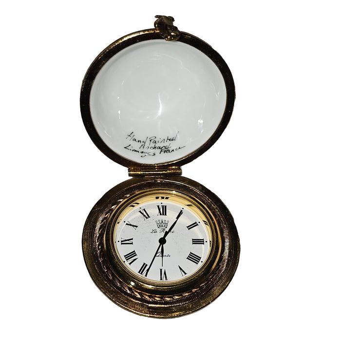 Golf Ball Clock for Golf Lovers Porcelain Limoges golf French Trinket Box