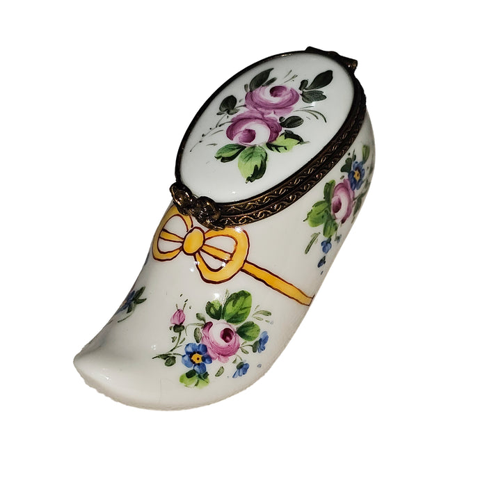 Floral Shoe Box for Collectors Porcelain Limoges Shoe French Trinket Box