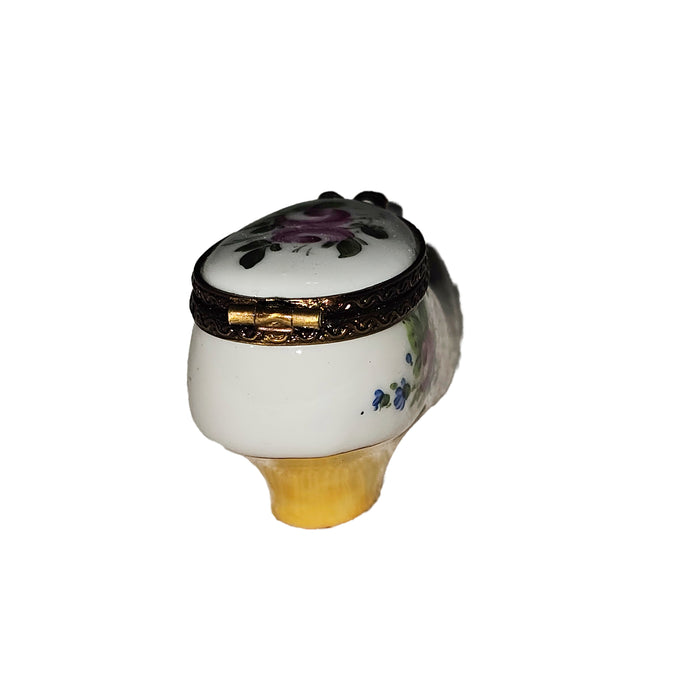 Floral Shoe Box for Collectors Porcelain Limoges Shoe French Trinket Box