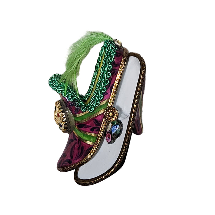Maroon Shoe for Fashion Lovers Porcelain Limoges shoe French Trinket Box