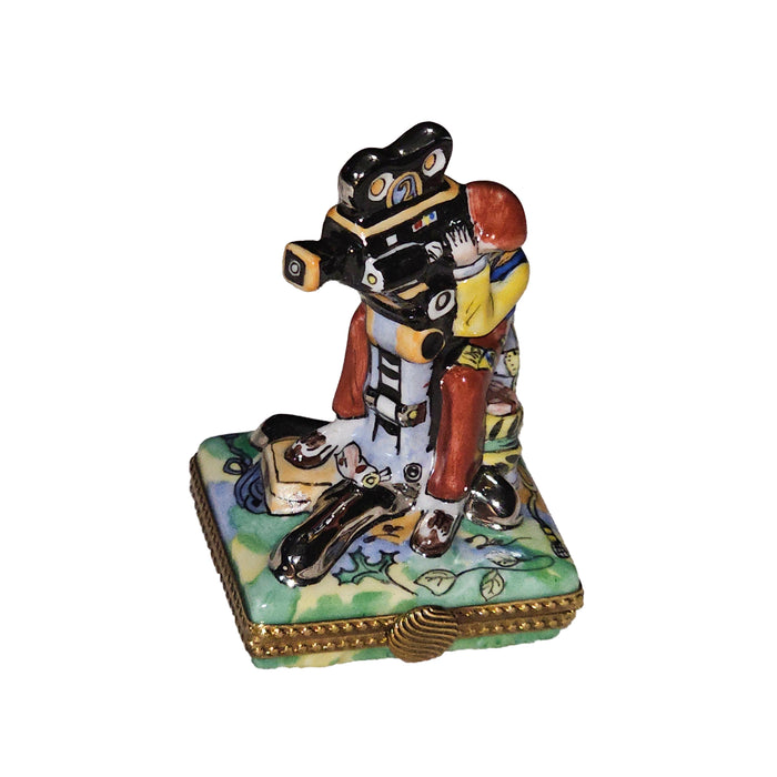 Cinematic Cameraman Box for Film Lovers Porcelain Limoges art film French Trinket Box