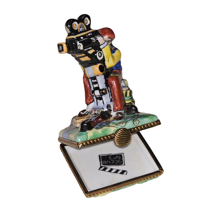 Cinematic Cameraman Box for Film Lovers Porcelain Limoges art film French Trinket Box