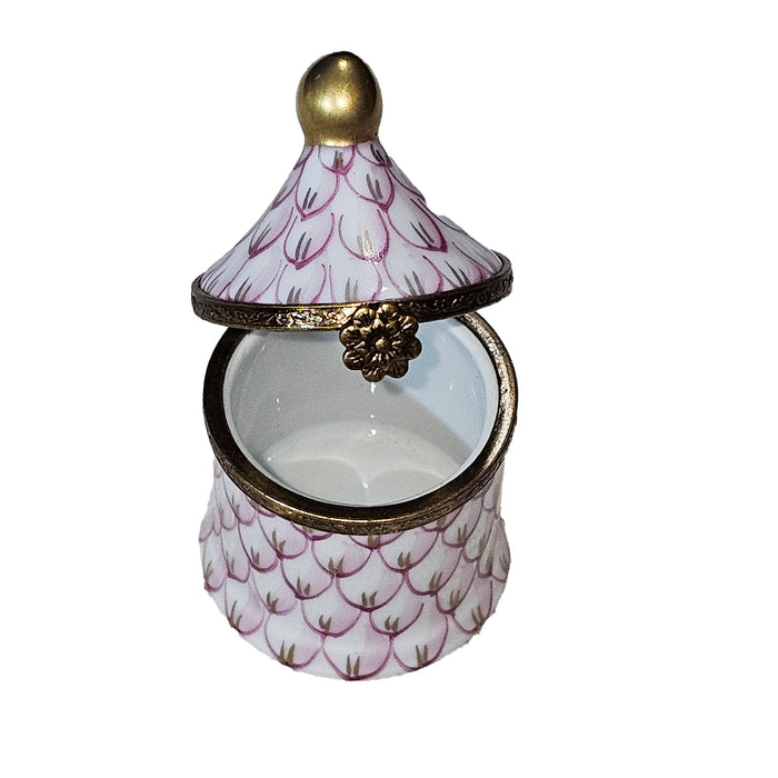 Delicate Pink Tent Box for Collectors Porcelain Limoges Shaped French Trinket Box