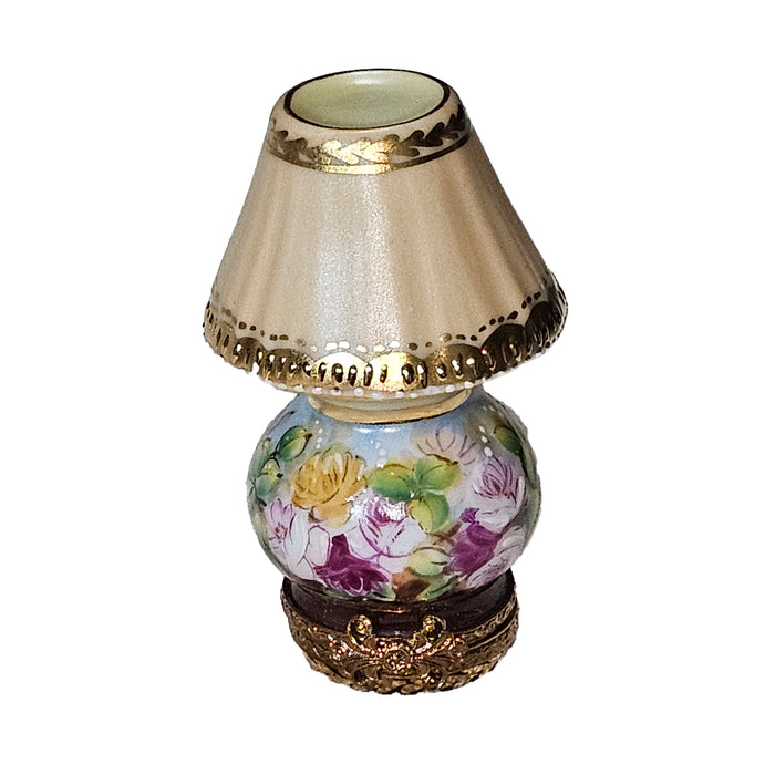 Beige Floral Limoges Lamp for Elegant Decor Porcelain Limoges furniture home French Trinket Box