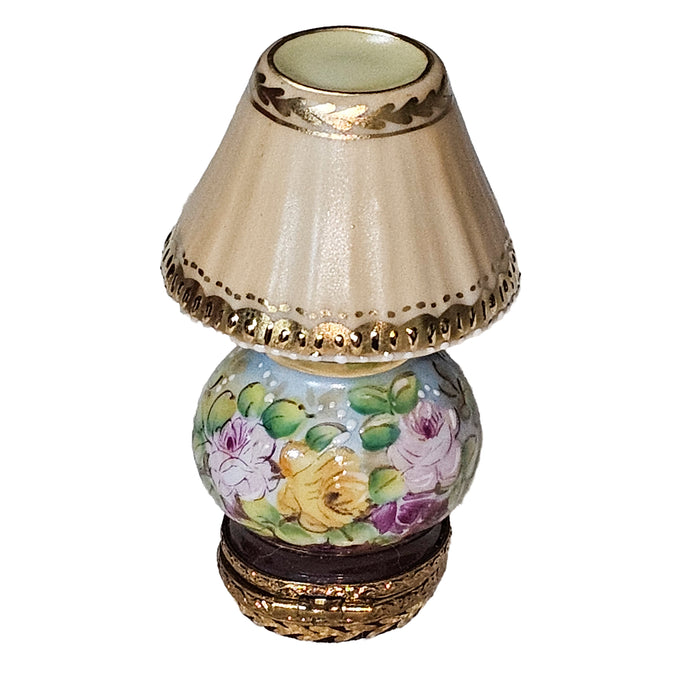 Beige Floral Limoges Lamp for Elegant Decor Porcelain Limoges furniture home French Trinket Box