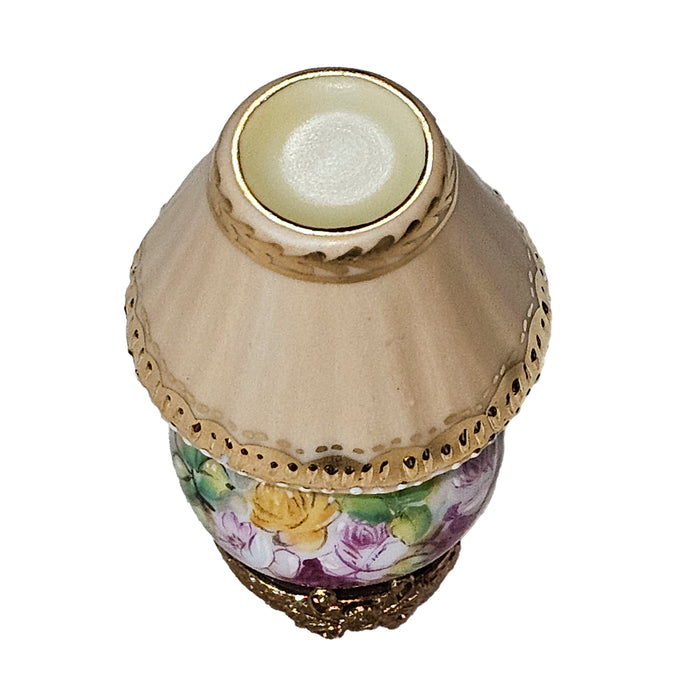 Beige Floral Limoges Lamp for Elegant Decor Porcelain Limoges furniture home French Trinket Box