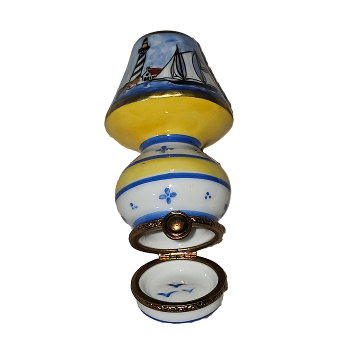 Light Blue Sailboat Lamp for Coastal Decor Porcelain Limoges home furniture French Trinket Box