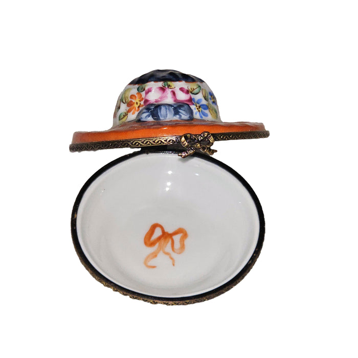 Charming Floral Hat Box for Collectors Porcelain Limoges hat French Trinket Box
