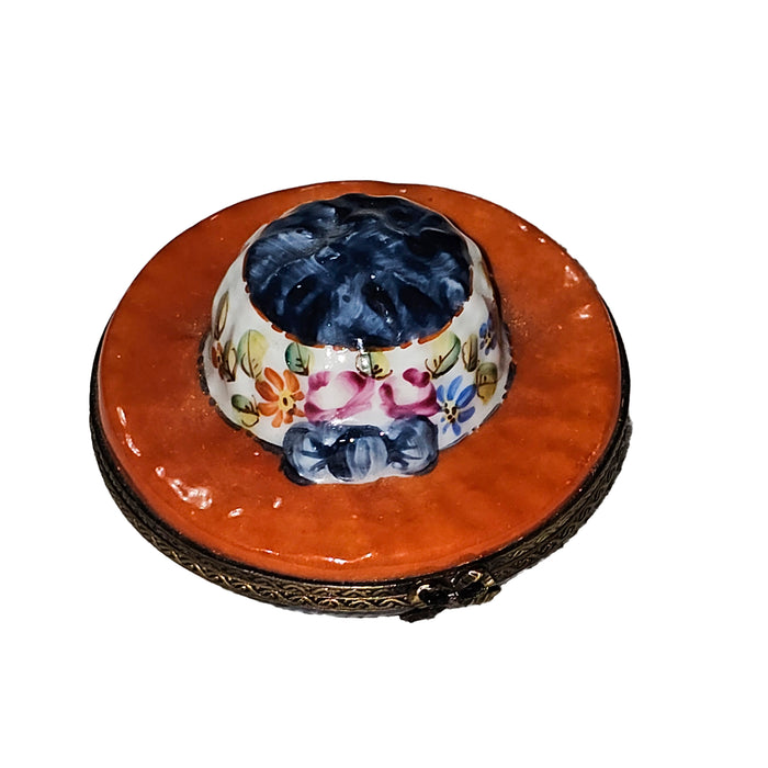Charming Floral Hat Box for Collectors Porcelain Limoges hat French Trinket Box