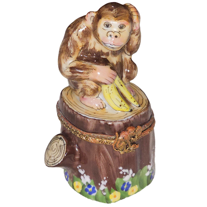 Charming Monkey Collectible Box Porcelain Limoges wild animal French Trinket Box