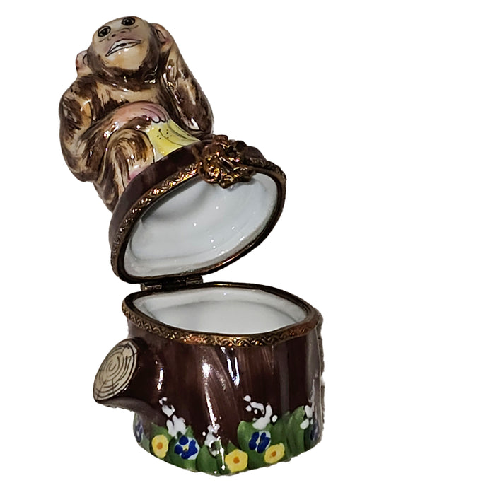 Charming Monkey Collectible Box Porcelain Limoges wild animal French Trinket Box
