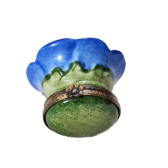 Blue Flower Box for Nature Lovers Porcelain Limoges Garden French Trinket Box
