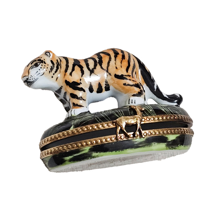 Jungle Tiger Limoges Box for Animal Lovers Porcelain Limoges wild animal French Trinket Box