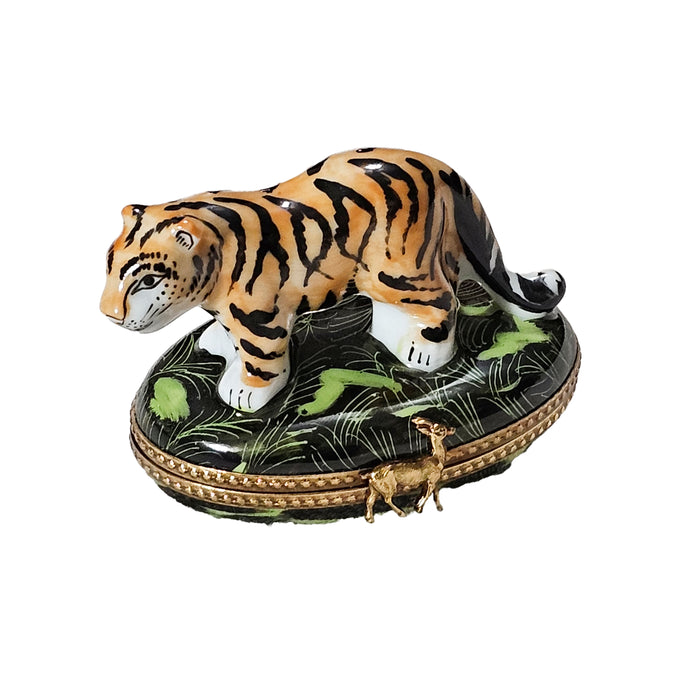 Jungle Tiger Limoges Box for Animal Lovers Porcelain Limoges wild animal French Trinket Box