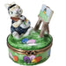 Easter Bunny Box for Art Lovers Porcelain Limoges Rabbit mice French Trinket Box