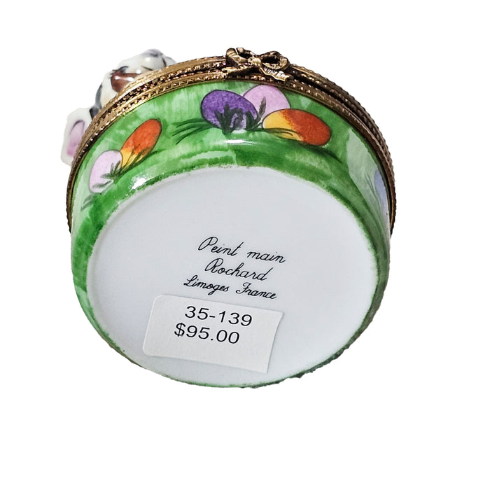 Easter Bunny Box for Art Lovers Porcelain Limoges Rabbit mice French Trinket Box