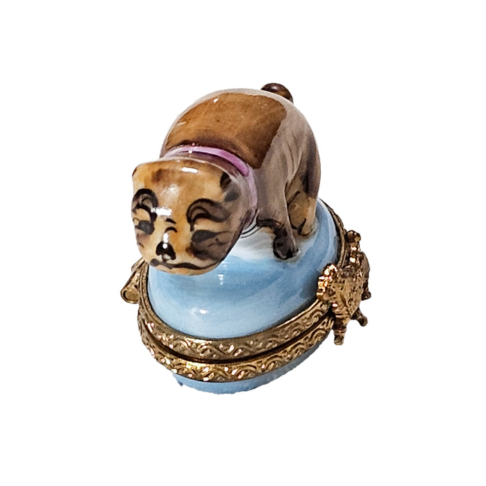 Crouching French Bulldog Gift for Dog Lovers Porcelain Limoges dog French Trinket Box