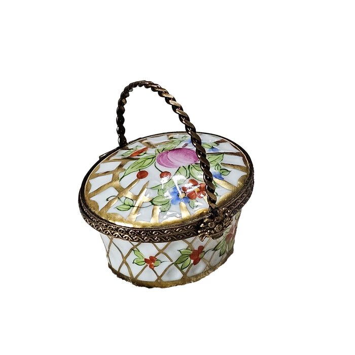 Charming Floral Basket for Elegant Décor Porcelain Limoges Basket French Trinket Box