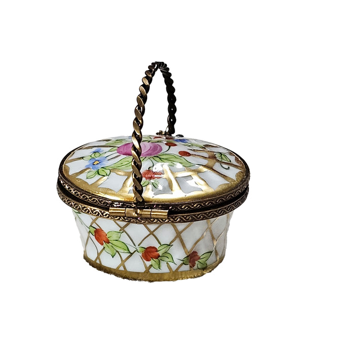 Charming Floral Basket for Elegant Décor Porcelain Limoges Basket French Trinket Box