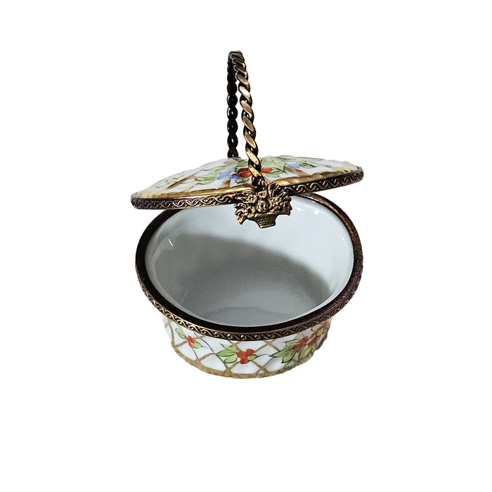Charming Floral Basket for Elegant Décor Porcelain Limoges Basket French Trinket Box