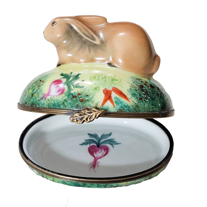 Charming Rabbit Box for Collectors Porcelain Limoges rabbit mice French Trinket Box