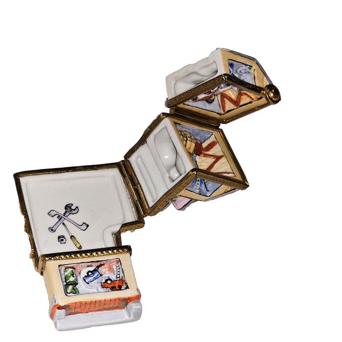 Rare Hinged Garage Box for Collectors Porcelain Limoges house home professional French Trinket Box