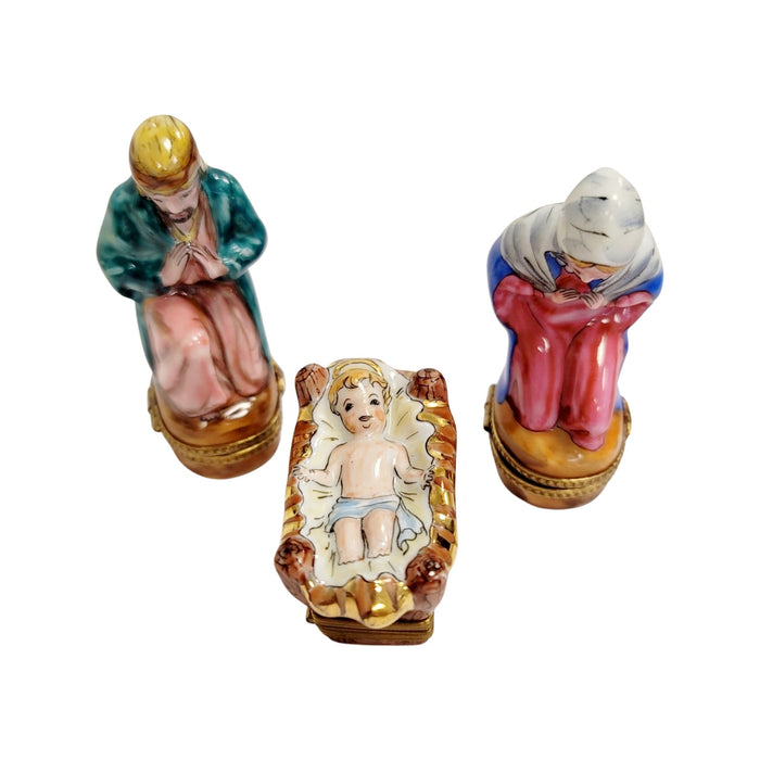 3 piece Nativity mary Joseph baby Hay Bottom Limoges Box Porcelain Figurine-nativity-CH3PIECENAT