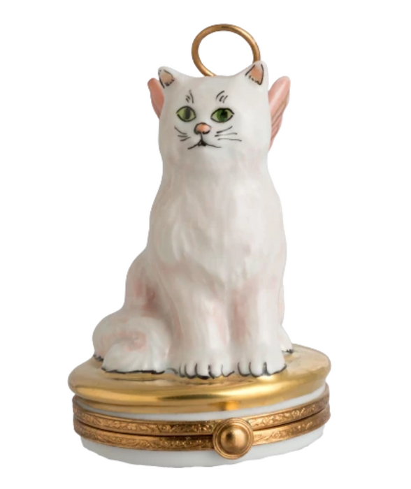 Angel Cat with Halo hand-painted Limoges porcelain box by Artoria