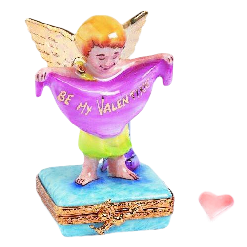 Valentine Angel Cupid Bright Gold Limoges Trinket Box - Limoges Box Boutique