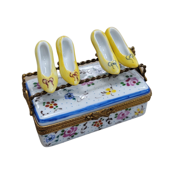 4 Yellow Shoes Flowers Fashion Limoges Box Porcelain Figurine-Shoes fashion figurine LIMOGES BOXES-CH88C104