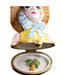Tourist Lady with straw hat and sunglasses, hand-painted Limoges porcelain box by Artoria, open view