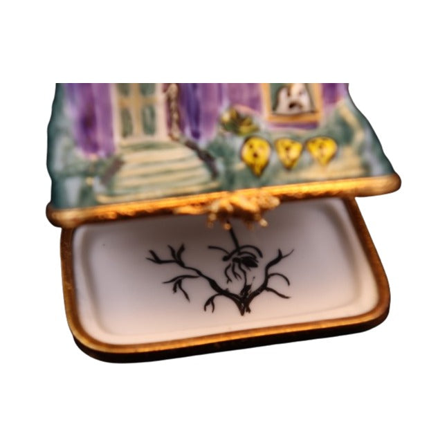Every brushstroke by hand on the Haunted House Limoges box from France