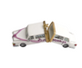 Just Married wedding car, hand-painted Limoges porcelain box by Artoria, open view