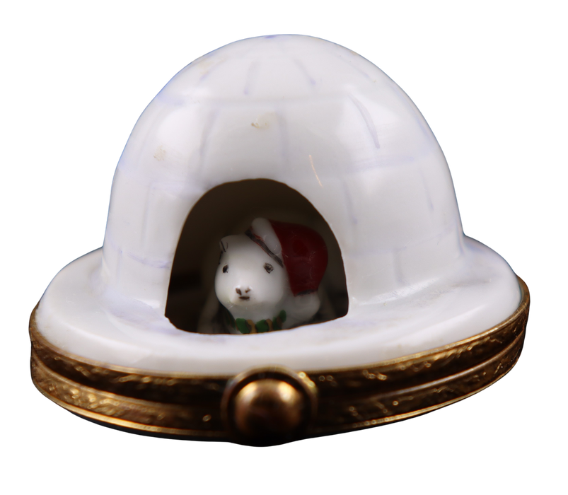 The painter's artistry shows on this Igloo Santa Polar Bear Limoges box