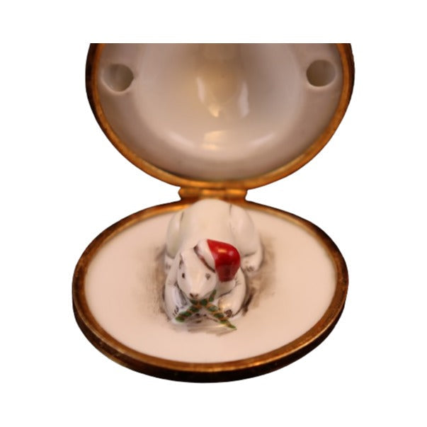 Every brushstroke by hand on the Igloo Santa Polar Bear Limoges box from France