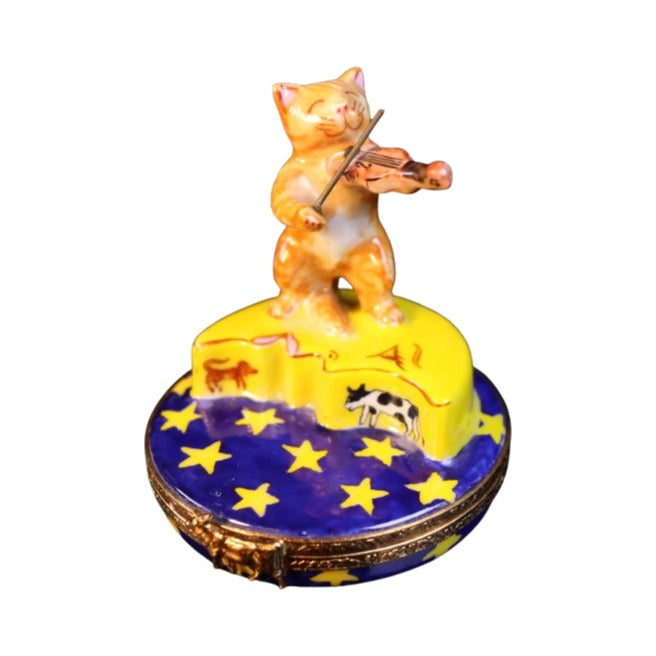 Limoges Boutique presents the Artoria Cat and the Fiddle, a genuine Limoges box painted by hand in France