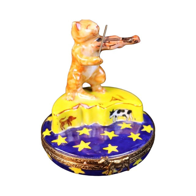 Treasured French collectible: Cat and the Fiddle Limoges box, painted by hand
