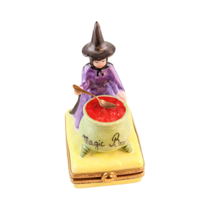 Artisan-painted Witch Brew Halloween Limoges box from France, a cherished collectible