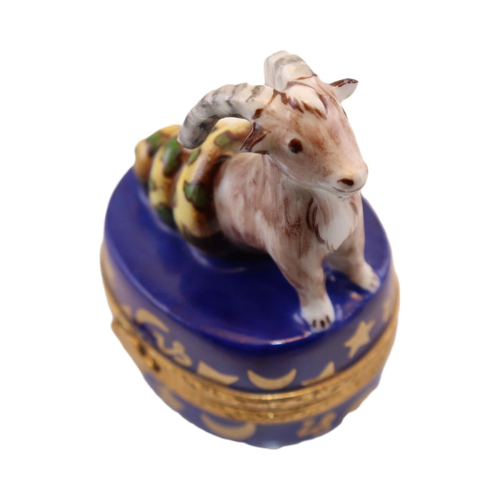 Every brushstroke by hand on the Capricorn Zodiac Limoges box from France