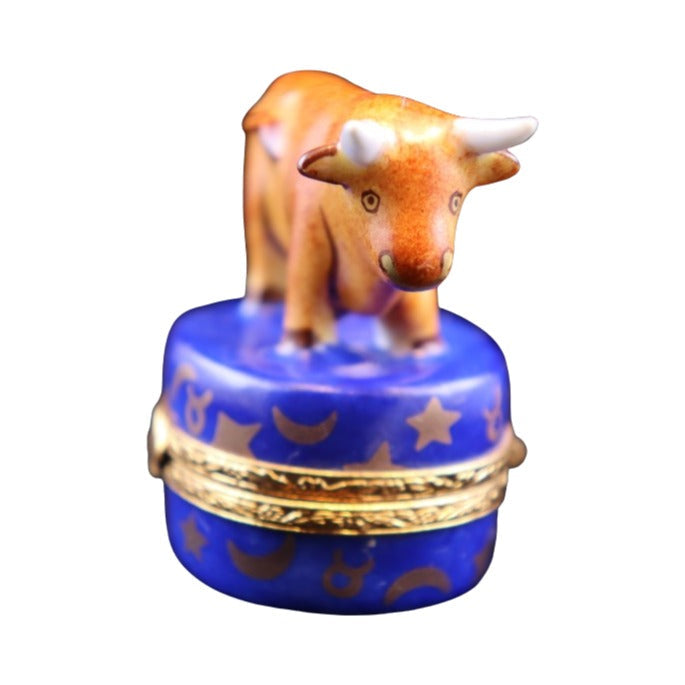 Every brushstroke by hand on the Taurus Zodiac Limoges box from France